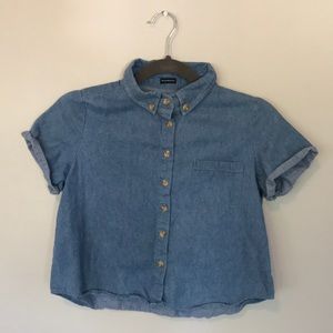 Brandy Melville Denim Button Up Crop Top